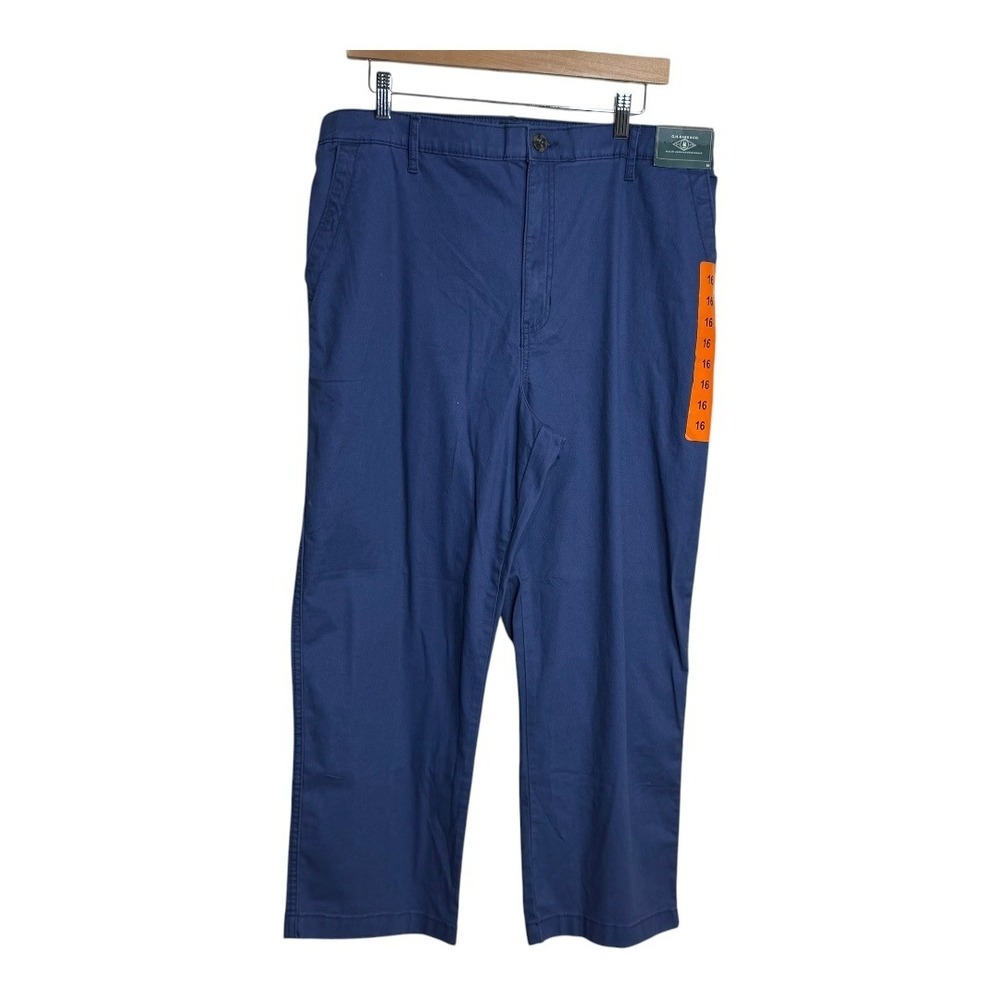 GH Bass Co Womens Navy Blue‎ Flat Front Stretch Chino Pants Size 16 casual